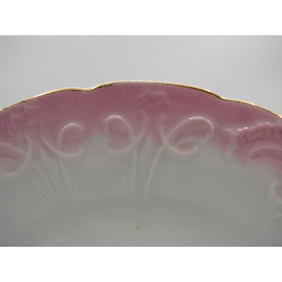Plate 8" Pink Floral Trim Embossed Gold Edging Trim 1960s Replacement Ironstone? - Picture 7 of 10